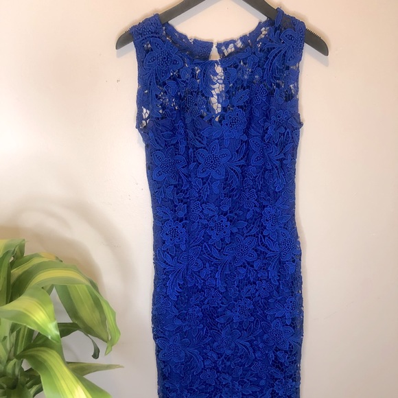 Electric Blue Midi Crochet Dress